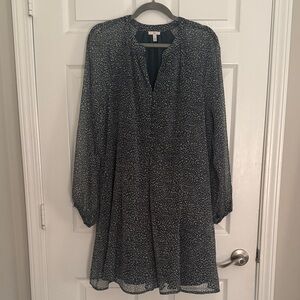 Hunter Green Printed Chiffon Dress